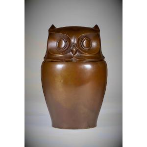 Japanese Bronze By Sugai Shôzô - Perfume Burner - Owl - (japan, Showa Era, 1926 – 1989)