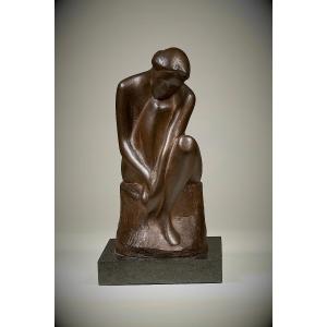 Japanese Bronze Signed Koji Sumi - "thoughts"