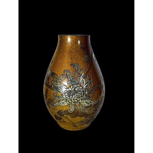 Japanese Bronze Vase By Ishikawa (mitsuaki) Komei (1852-1913) - Chrysanthemums