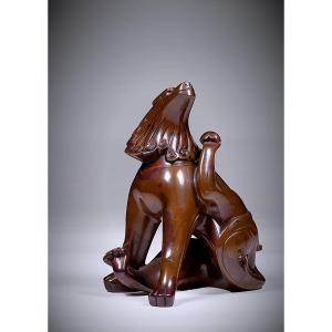 Japanese Bronze By Hasuda Shûgorô – Lion, Incense Burner