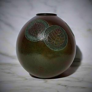 Japanese Bronze Vase Signed Harumori 晴守