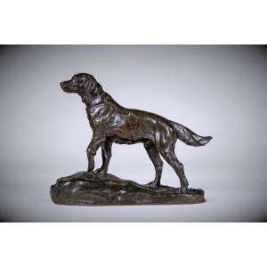 Japanese Bronze Sculpture By Ikeda Yûhachi - Dog On The Lookout