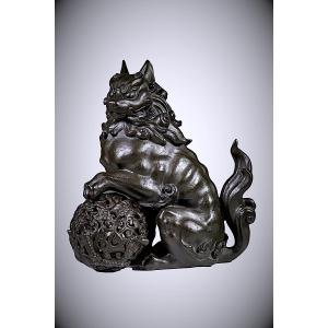 Japanese Bronze By Miura Wakô (kazumitsu) - Shishi Dog
