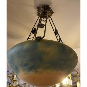 Art Nouveau Glass Paste Chandelier