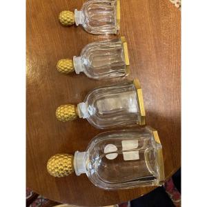 Set Of 4 Art Deco Crystal Perfume Bottles, Signed Jean Patou