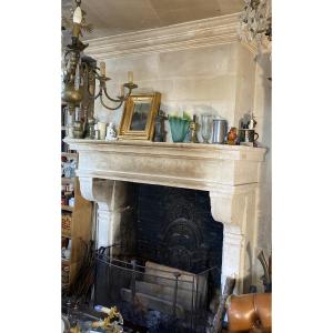 Louis XIII Stone Fireplace