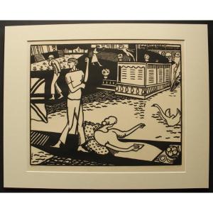 Jean-emile Laboureur "on The Thames" Very Rare Original Wood 1914 Signed N°27/35