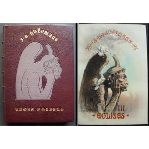 J.-k. Huysmans "3 Eglises" Ill. Jouas Dubois d'Enghien Mosaic Binding + Original Watercolor