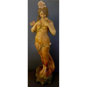 Art Nouveau Terracotta Aristide De Raniéri "perfume" 67 Cm Perfect Condition