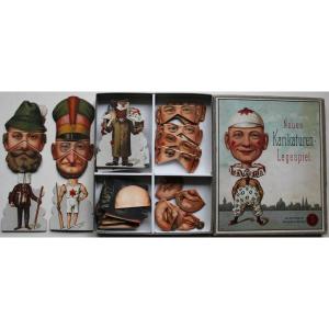Very Rare Caricature Game "neues Karikaturen-legespiel" 1910 Luxuspapierfabrik