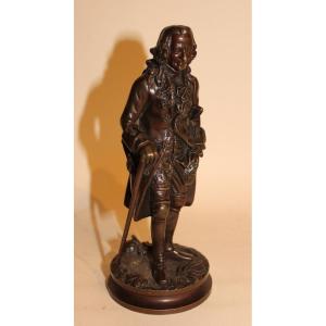 Bronze 19th Century. With Brown Patina Representing Voltaire In Foot 18.5 Cm High