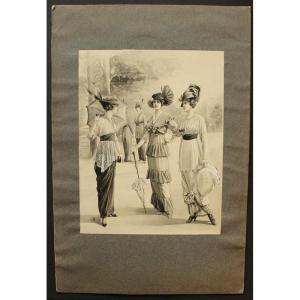 Maurice Beaudier "women's Fashion" Original Ink Project For Advertising Catalog