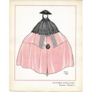 George Barbier "entrance Of Elvire" Casanova Rostand 1921 Vogel Rare Original Stencil