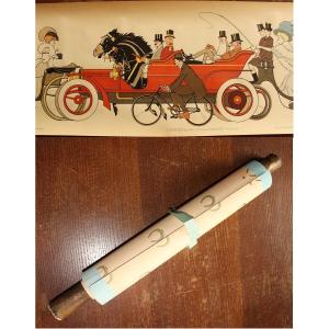 Sem & Roubille "sem Au Bois" Extremely Rare Lithographic Frieze 9 Meters Long! 1907-1908