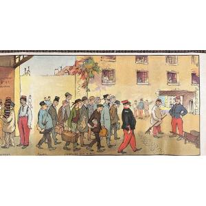 Francisque Poulbot "our Troopers" Rare Roll Of 3.70 M Intended For "l'autodiorama" Ca 1900