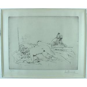 Auguste Brouet "la Tireuse De Cartes (2nd Plate)" - 1920 - Original Etching Signed 31/100