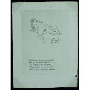 [léonard Tsuguharu Foujita] Frolicking In Front Of A Bidet Test Print On Rives Laid Paper + Text