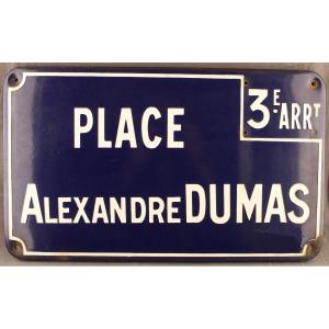 Place Alexandre Dumas - 3rd Stop Old Enameled Sheet Metal Street Sign City Of Lille