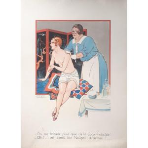 Fernand Couderc "la Coco Frelatée" Original Art Deco Watercolor And Gouache Signed 1931