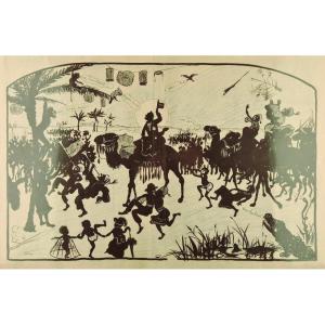 Grün - Emile Loubet's Journey To The Colonies - Large Original Ink Drawing Stamp Signature