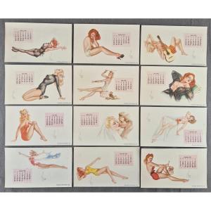Alberto Vargas, Dit Varga (1896-1982) - Esquire Calendar 1945 - Pin Up Postcard Format
