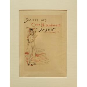 Armand Rassenfosse Menu Of The Society Of One Hundred Bibliophiles 1896 Original Color Etching