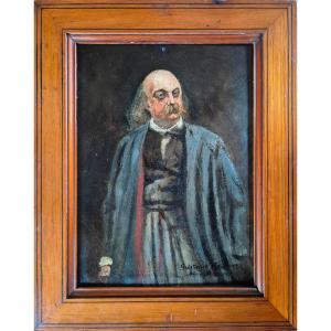 19th Century School, Unidentified Painter - Gustave Flaubert - Unpublished Portrait Of The Writer 31x22.5