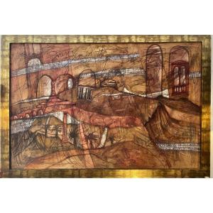 Oil On Canvas By Anna Lentsh "prayer In The Desert" 1999