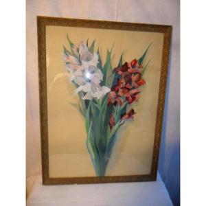 Watercolor Bouquet Of Gladiolus 1916