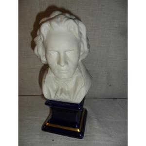 Small Bust Of Beethoven In Limoges Biscuit Porcelain