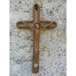 Crucifix In Braided Rope Attributed To Audoux-minet