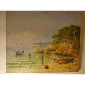 Etienne Robert Oil On Canvas Mediterranean Landscape 20th S