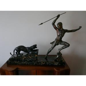 Jean De Roncourt Sclupture In Art Deco Regulates