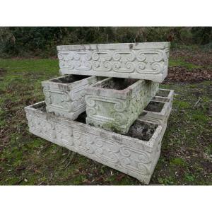 Set Of Six Reconstituted Stone Planters