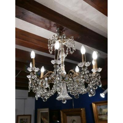 Lustre En Bronze Et Cristal