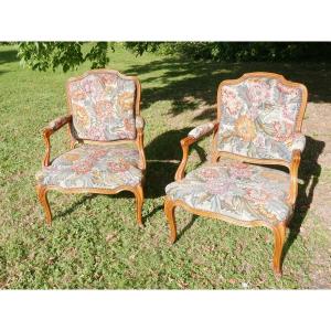 PAIRE de FAUTEUILS à DOSSIER PLAT époque 20 ème