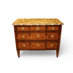 Small Louis XVI Inlaid Commode, Work From Eastern France Late 18th Century