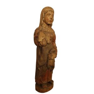 Saint In Polychrome Carved Wood, Germany Late 16th Early 17th Century