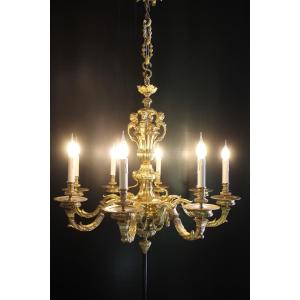 Mazarin Chandelier In Gilt Bronze With 8 Lights, Circa 1900