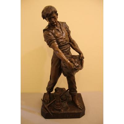 "le Minerai" Large Bronze Sculpture By Emile Louis Picault
