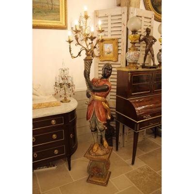 Nubian Torch Gate Carved Wood Polychrome