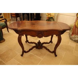 Louis XV Rocaille Style Mahogany Office Table, Napoleon III Period