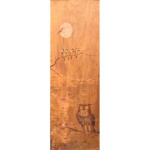 Oil On Wood 19th Century - Allegory Of The Night - Dated 1891 - Signed Briqué