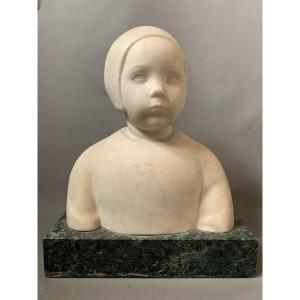 Antonio Bonfiglio (1895-1995) - Marble Sculpture - The Child - Italy 1928