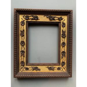 Small Frame Late 19th Century - Natural Wood Carved And Gilded