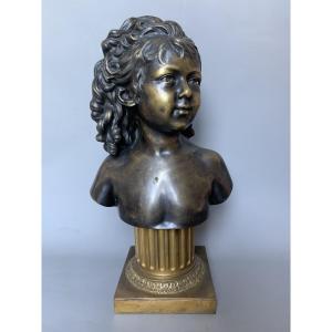 Jean-antoine Houdon (1741-1828) - Bust Of Sabine Houdon - Bronze - Signed