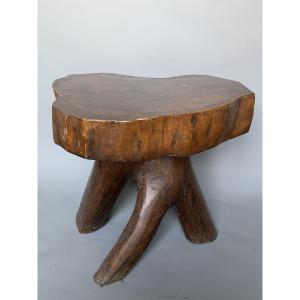 Solid Wood Coffee Table Or Side Table - Brutalist Style - 20th Century