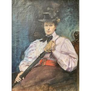 Portrait Of An Elegant Woman – Oil On Canvas, Circa 1900