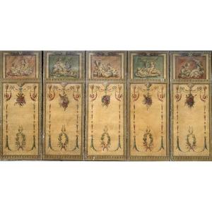 Five-panel Screen – Late 19th Century – Louis XV Style
