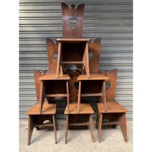 Set Of Six Oak Chairs – Circa 1900 – Arts & Crafts Movement